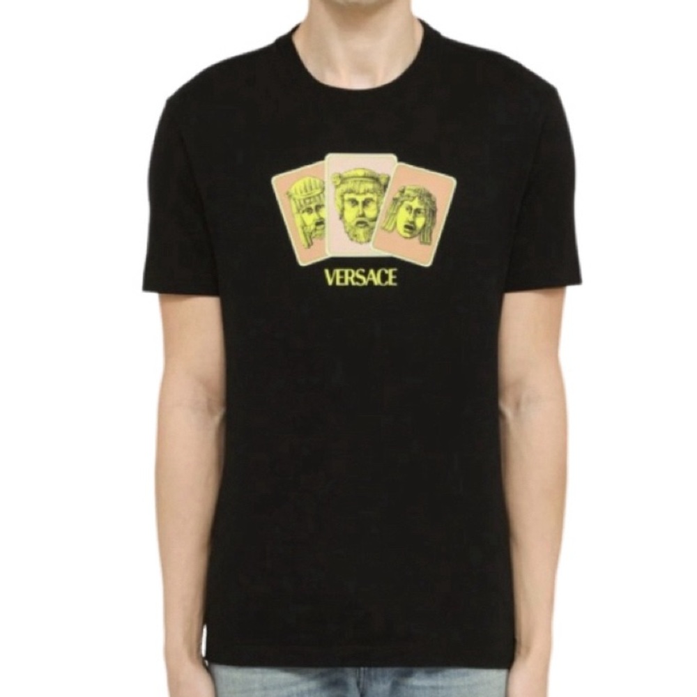 NWT Versace Black Face Cards T-Shirt - Sz XL